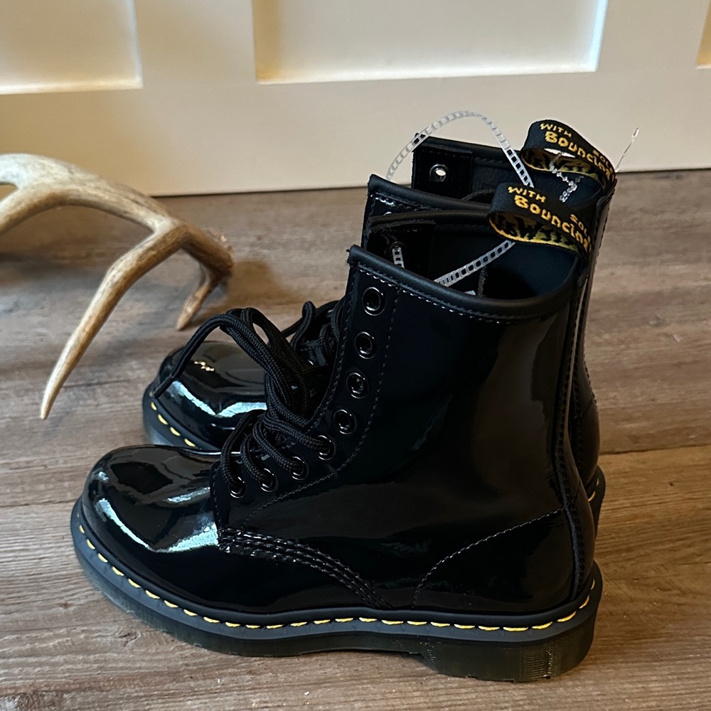 Dr. Martens 1460 W Black Patent Leather Combat Boots